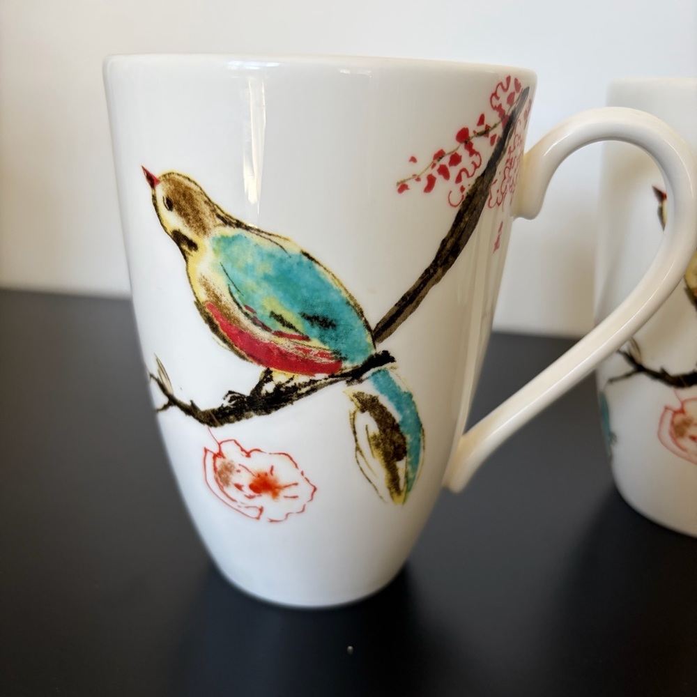 Lenox Simply Fine Chirp Bone China Mug 16 Fl Oz - Bird & Floral Design. - Picture 3 of 9